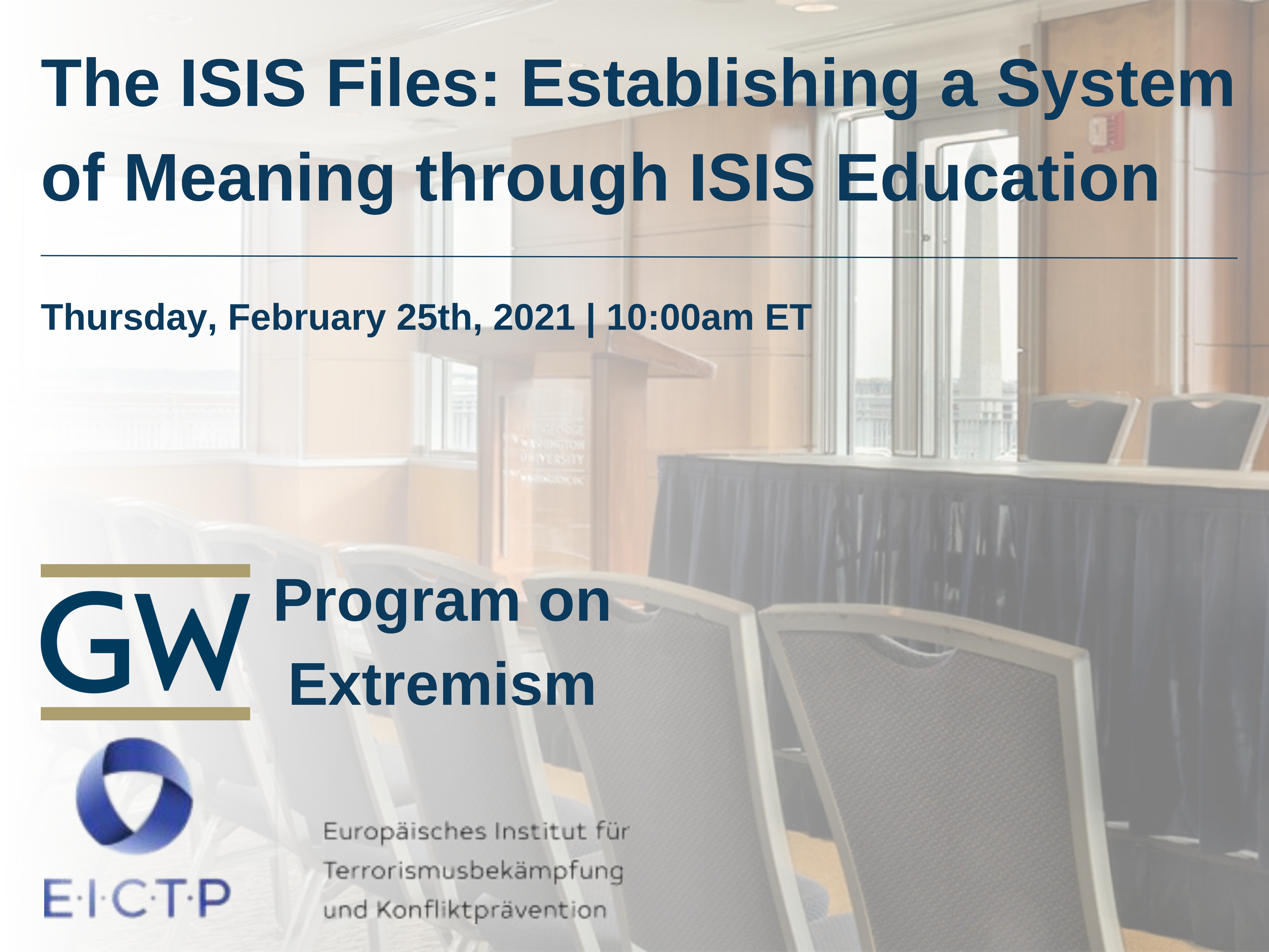 The ISIS Files- Establishing a System of Meaning through ISIS Education Event Banner