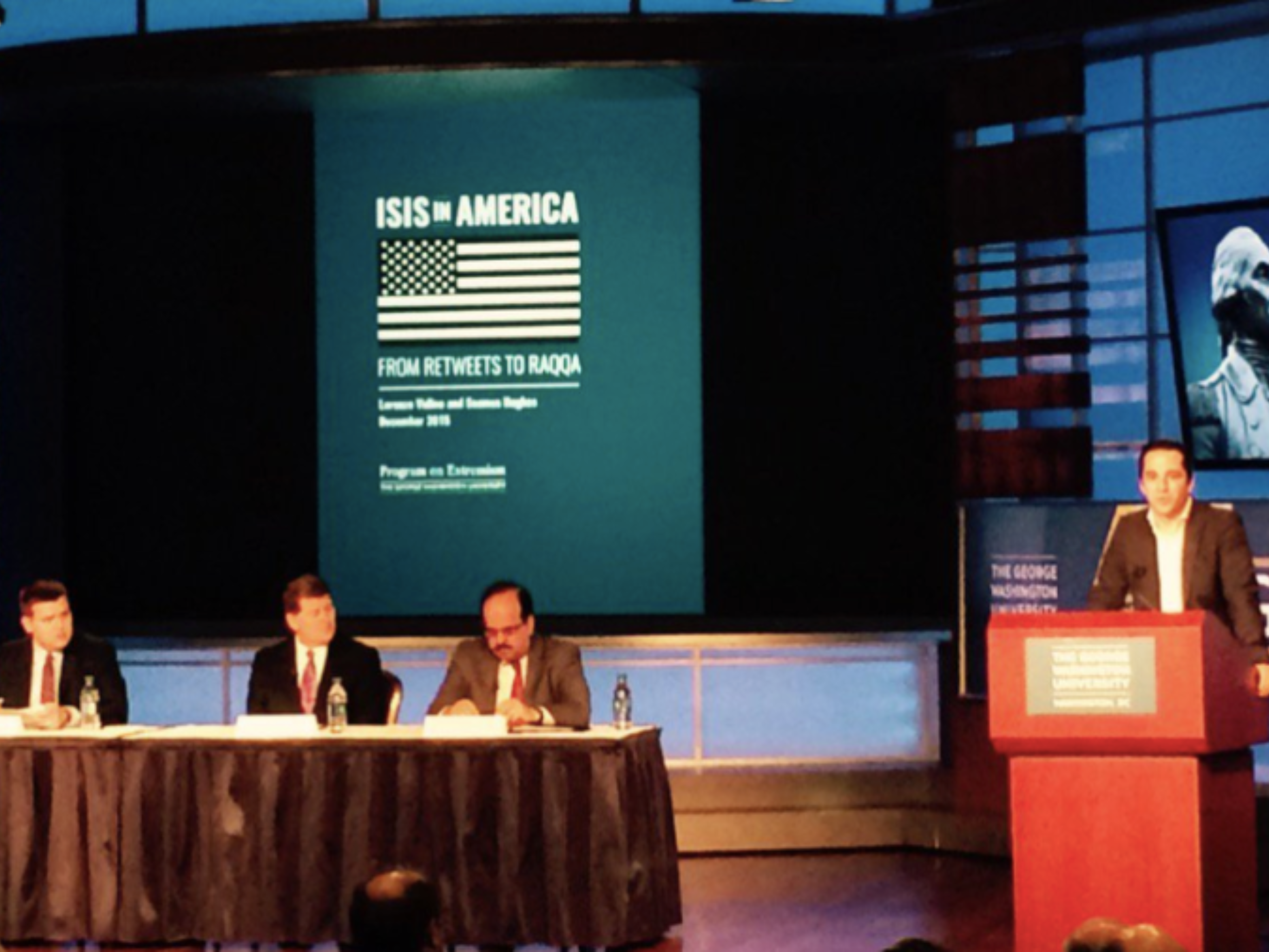 Image of panelists from ISIS in America: From Retweets to Raqqa event.