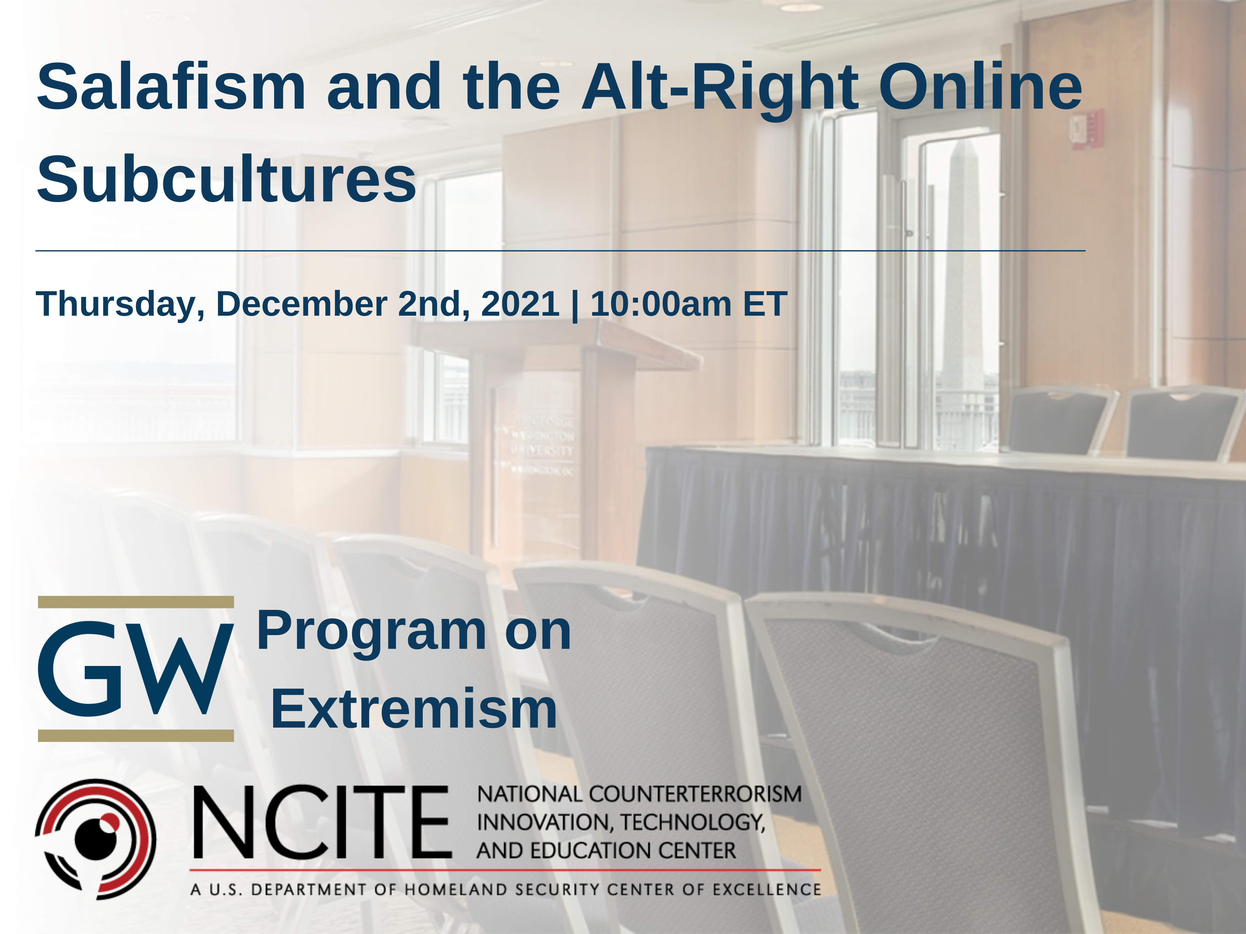 Salafism and the Alt-Right Online Subcultures Event Banner